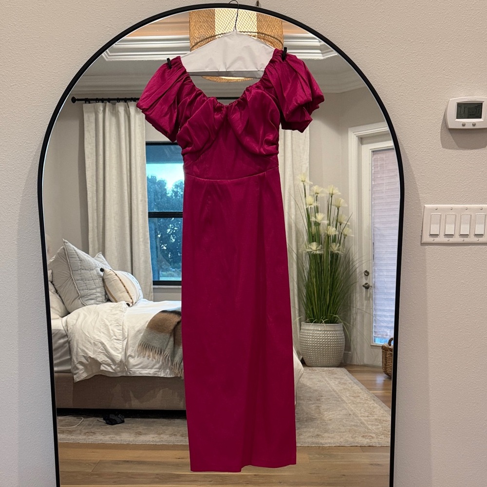 Abercrombie & Fitch Vibrant Hot Pink Satiny Gown - size small
